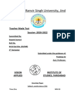 Chaudhary Ranvir Singh University, Jind: Teacher Made Test Session:2020-2022