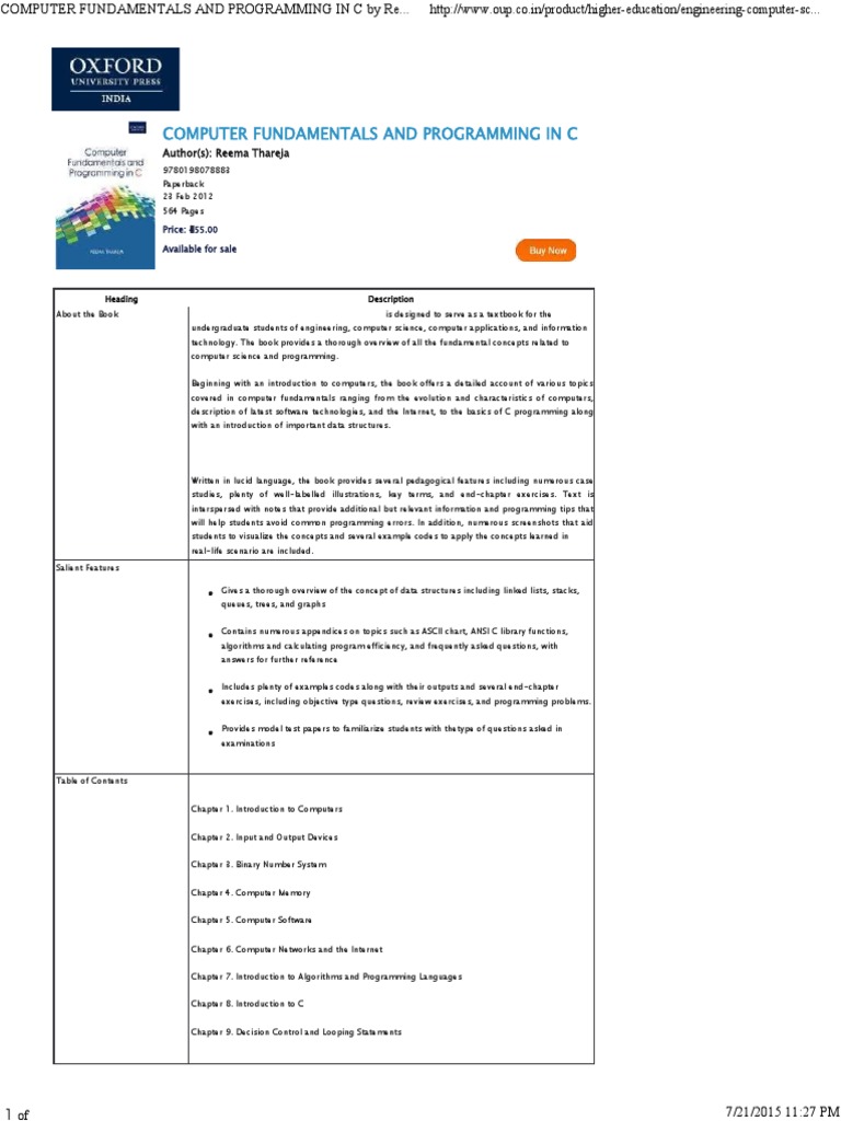PDF Computer Fundamentals and Programming in C by Reema Thareja | PDF ...