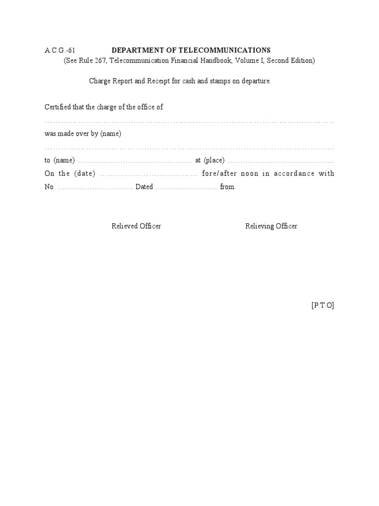 A.C.G.-61 Charge Report Template | PDF