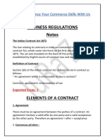 Business Regulations Notes: Elements of A Contract