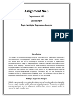 Assignment No.3: Department: LBS Course: QTR Topic: Multiple Regression Analysis