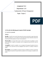 Assignment No.2 Department: LBS Course: Fundamentals of Project Management Topic: Chapter 2