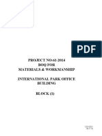 PROJECT NO:61-2014 Boq For Materials & Workmanship International Park Office Building