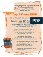 Tifereth Israel Lag B'Omer BBQ Flyer