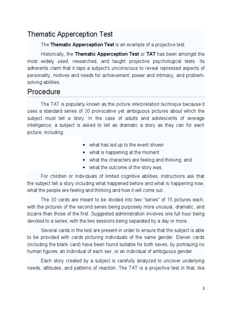 Thematic Apperception Test Cards Pdf