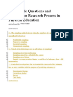 51 Multiple Questions and Answers On Research Process in Physical Education