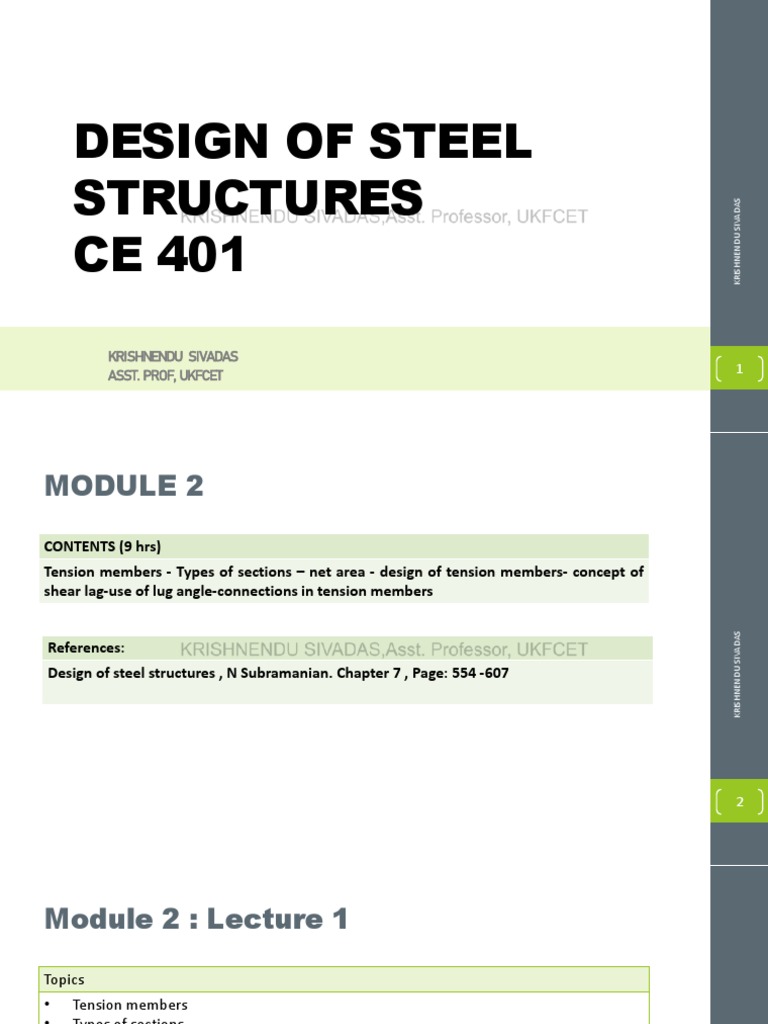 Design of Steel Structures Module 2 | PDF | Truss | Screw