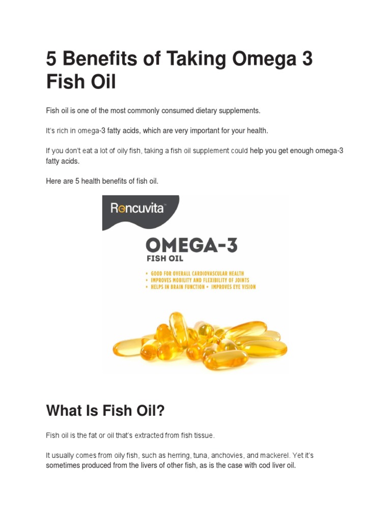 5 Benefits of Taking Fish Oil PDF Omega 3 Fatty Acid Fish Oil