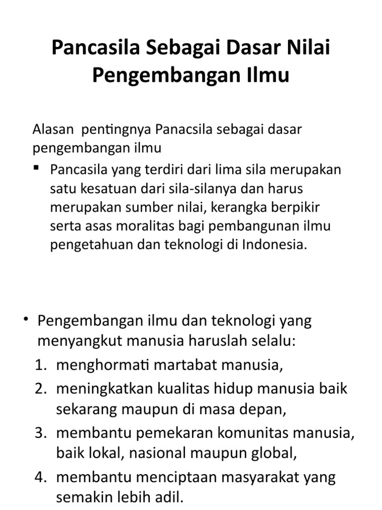 Pancasila sebagai Dasar Etika Ilmu | PDF | Sains & Matematika | Agama ...
