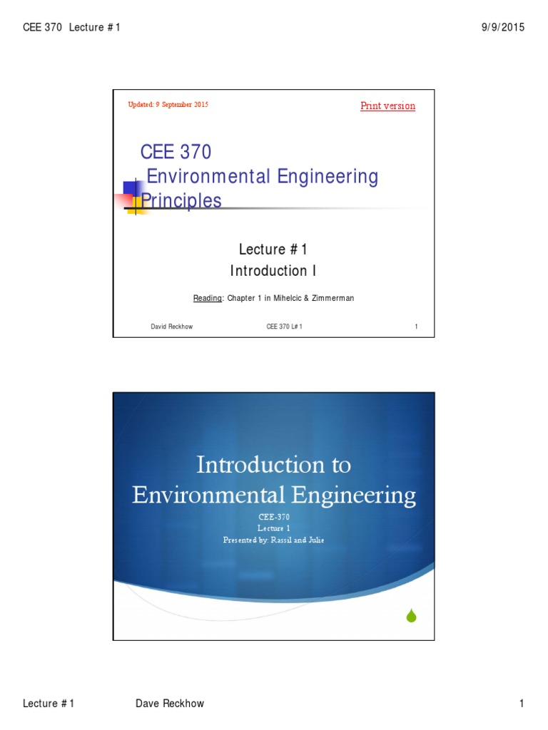 Intro to Environmental Engineering | PDF | Water | Natural Environment