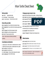 Python Turtle Cheat Sheet: Start Up Turtle Change Your Pen Colour & Size