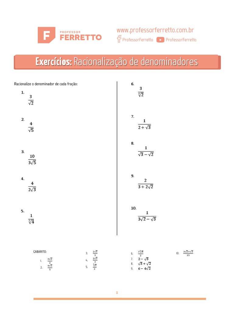Exercícios de Racionalização 9º Ano | PDF | Xadrez