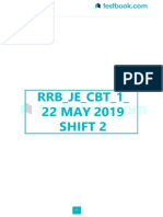 RRB JE Previous Paper 1 (Held On 22 May 2019 Shift 2)