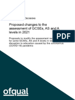 Consultation Decisions - Proposed Changes To The Assessment of GCSEs AS and A Levels in 2021