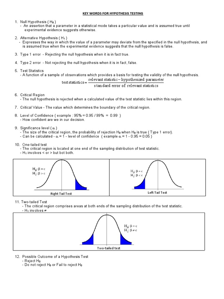 Hypothesis Testing Key Words | PDF | Statistical Hypothesis Testing ...