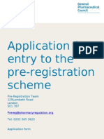 Application For Entry To The Preregistration Scheme Form 2011