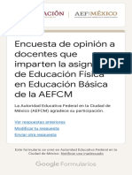 Encuesta de Opinión A Docentes Que Imparten La Asignatura de Educación Física en Educación Básica de La AEFCM