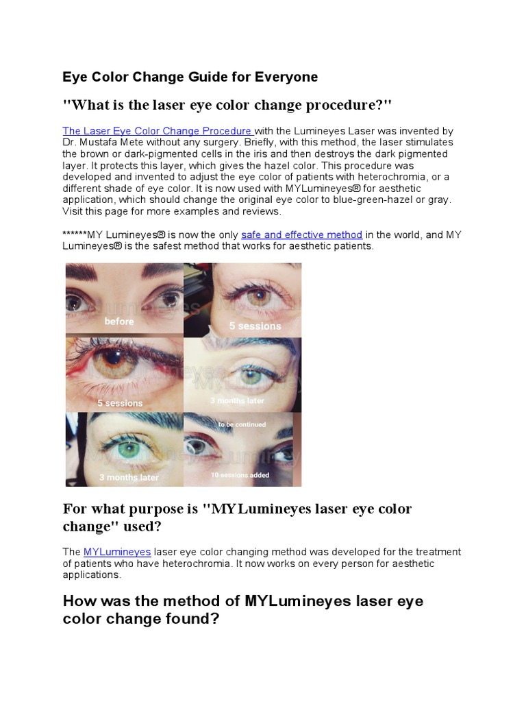 Laser Eye Color Change Procedure Guide PDF Eye Color Color