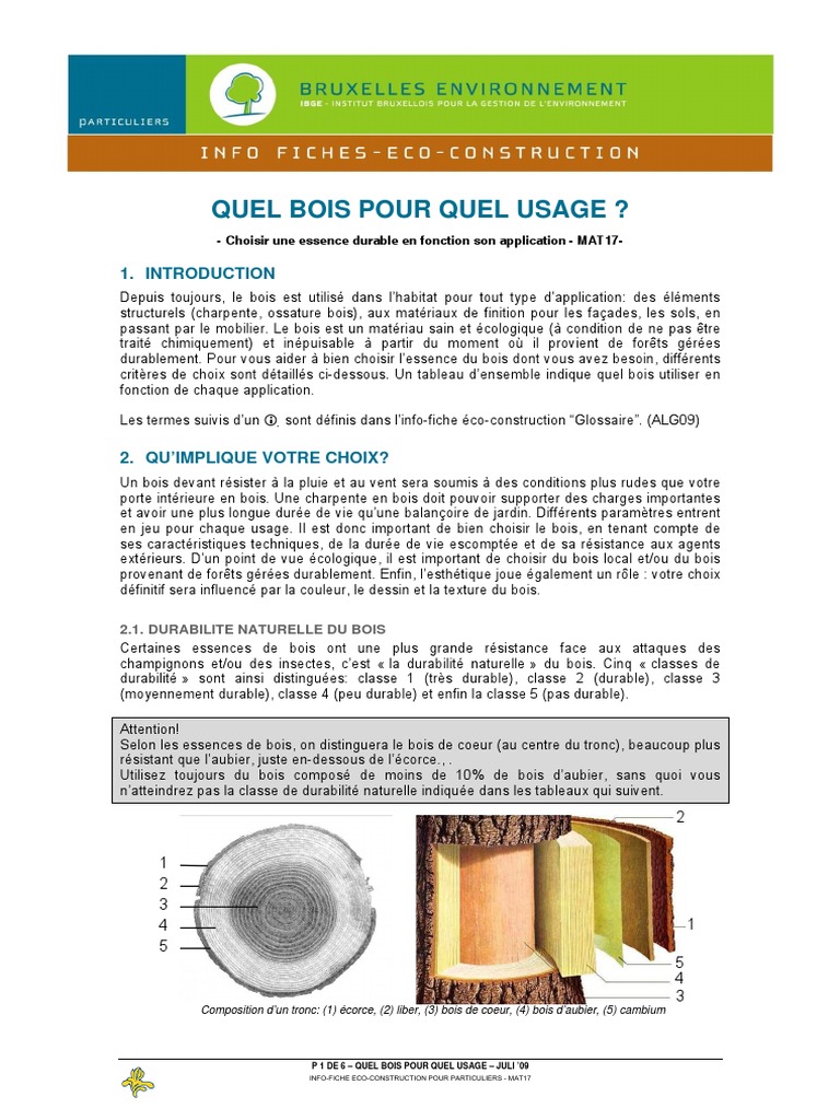 Choix du Bois selon Durabilité et Usage | PDF | Bois (matériau de ...