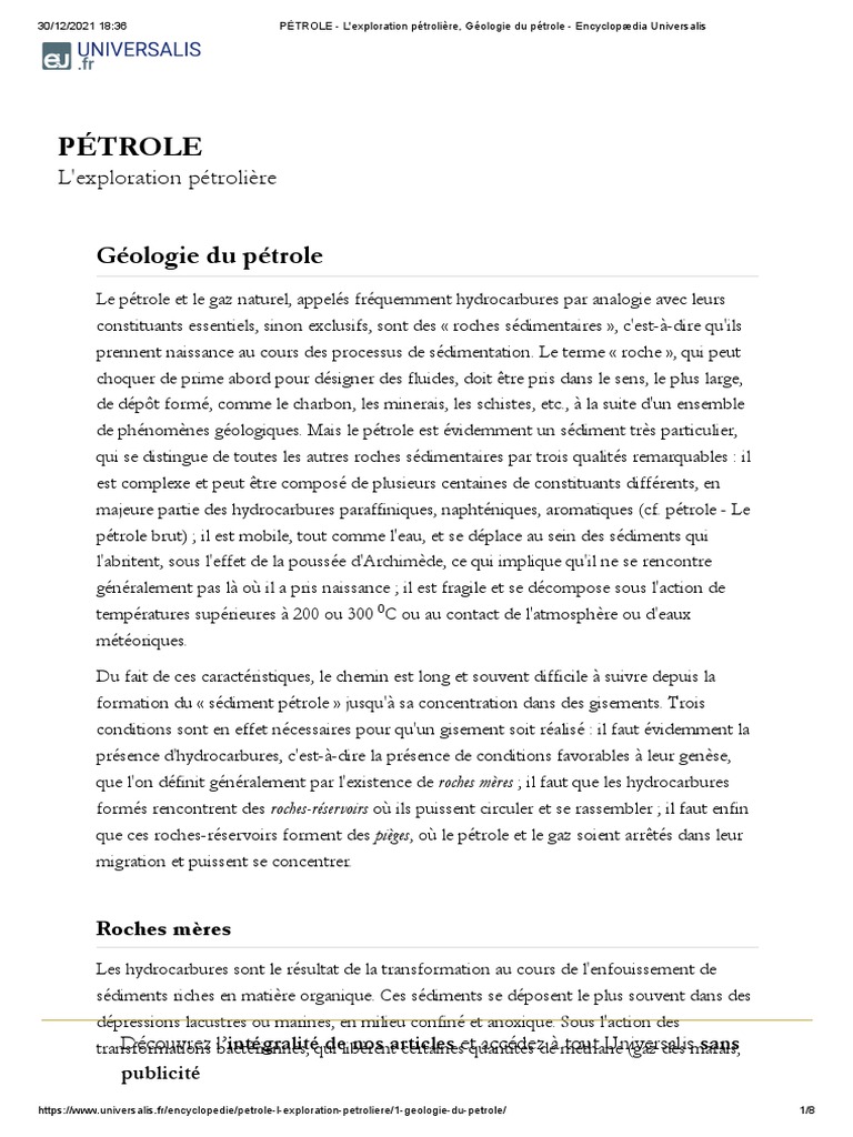 PÉTROLE - L'Exploration Pétrolière, Géologie Du Pétrole - Encyclopædia ...
