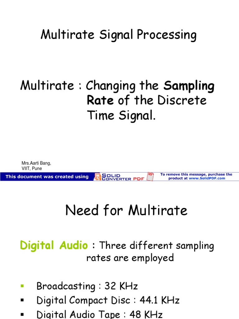 Multirate Signal Processing Changing Sampling Rates Pdf Sampling