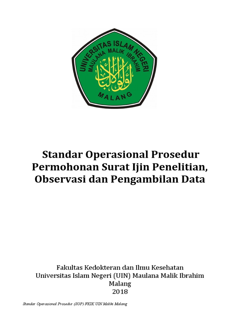 SOP Permohonan Surat Ijin Penelitian Observasi Dan Pengambilan Data | PDF