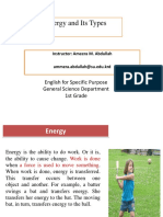 Energy and Its Types: English For Specific Purpose General Science Department 1st Grade