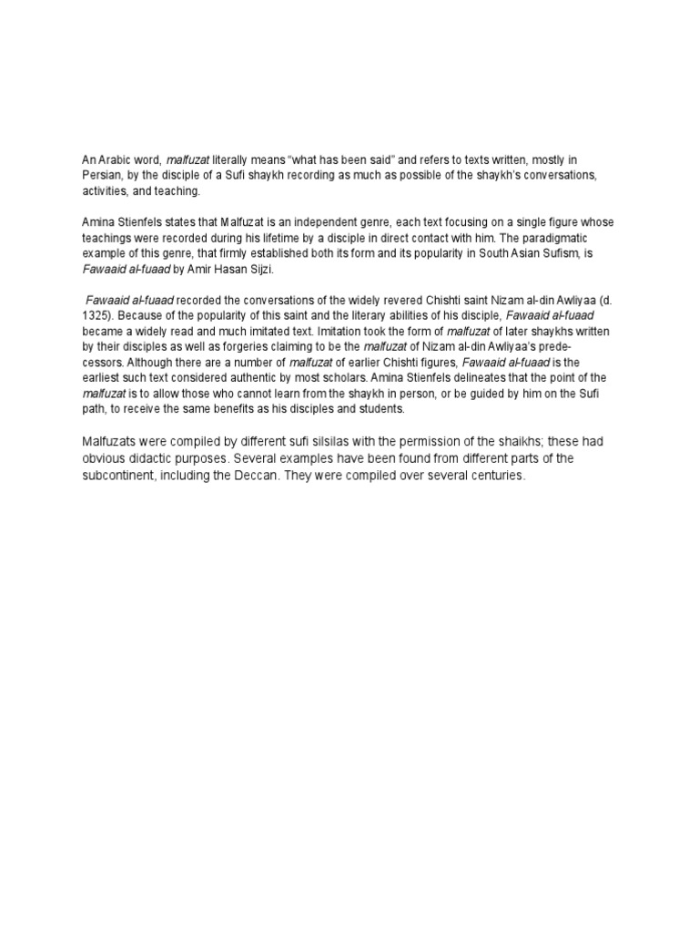 A Short Note On Malfuzat Literature PDF