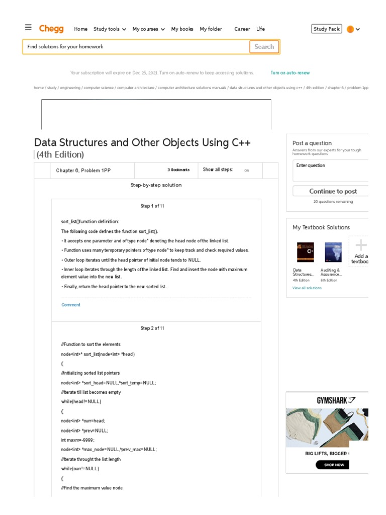 Solved - Chapter 6 Problem 1PP Solution - Data Structures and Other ...