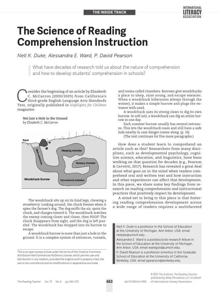 The Science Of Reading Comprehension Instruction Nell K Duke