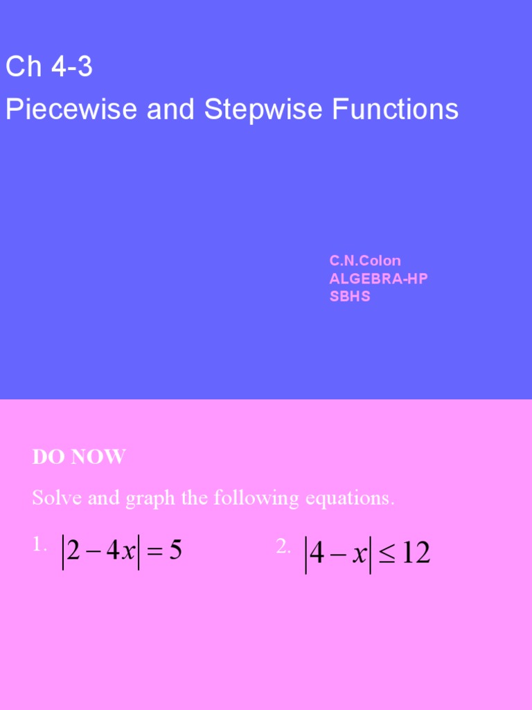 CH 4-3 Piecewise-Stepwise Functions | PDF | Function (Mathematics ...