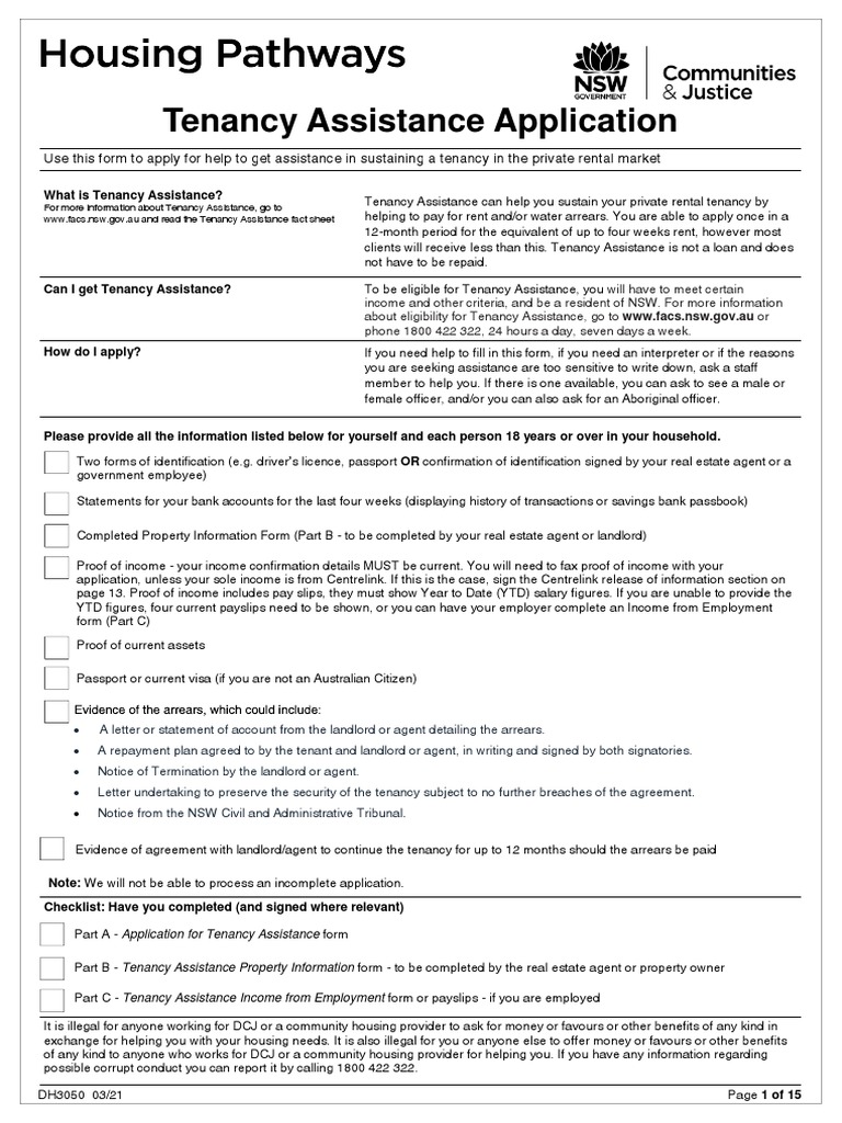 DH3050 Tenancy Assistance Application 03.21 | PDF | Asylum Seeker ...