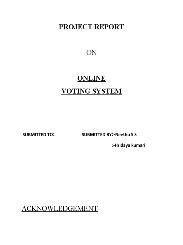 Project Report of Online Voting System | PDF | Electronic Voting | Compiler