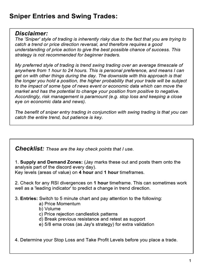 Sniper Entry Trading Strategy Guide | PDF | Market Trend | Prices