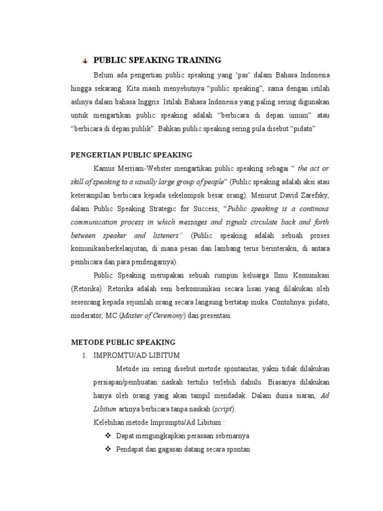 Teknik Dasar Public Speaking | PDF
