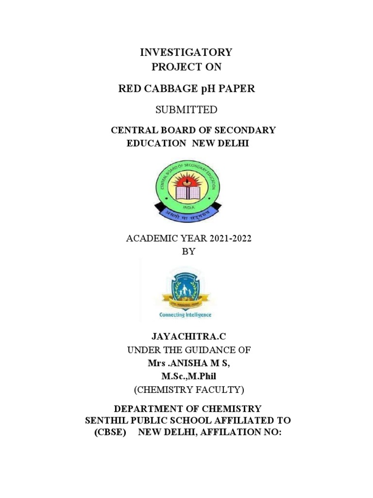 Investigatory Project On Red Cabbage PH Paper: Submitted | PDF | Ph ...