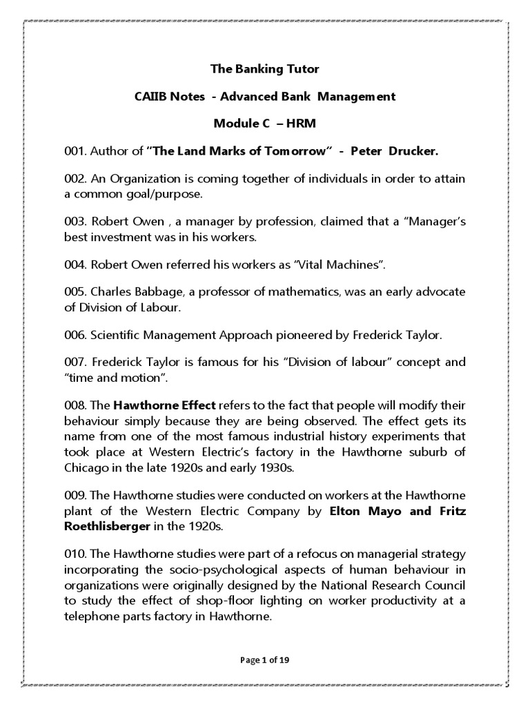 CAIIB Advanced Bank Management Notes | PDF | Power (Social And ...