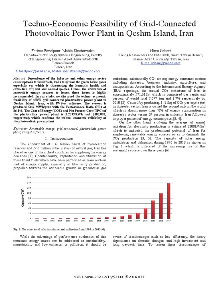 Techno-Economic Feasibility of Grid-Connected Photovoltaic Power Plant ...