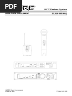 User Guide Supplement S3 (829-865 MHZ) : Ulx Wireless System