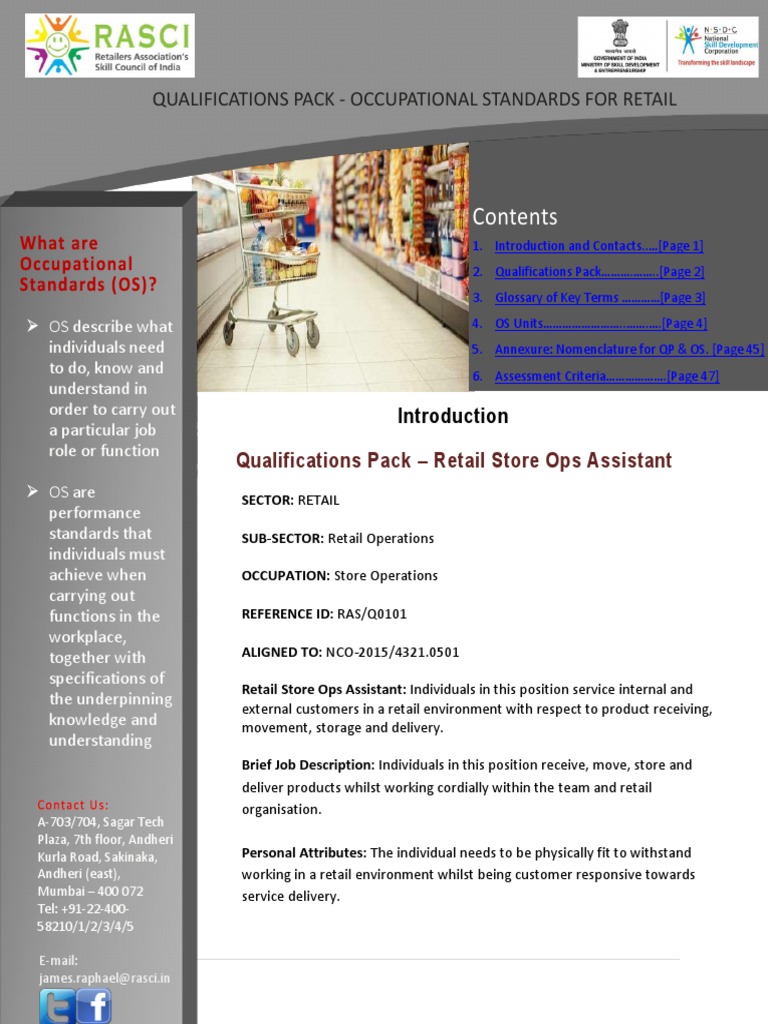 RASCI Qualifications Pack 0101 Retail Store Ops Assistant PDF