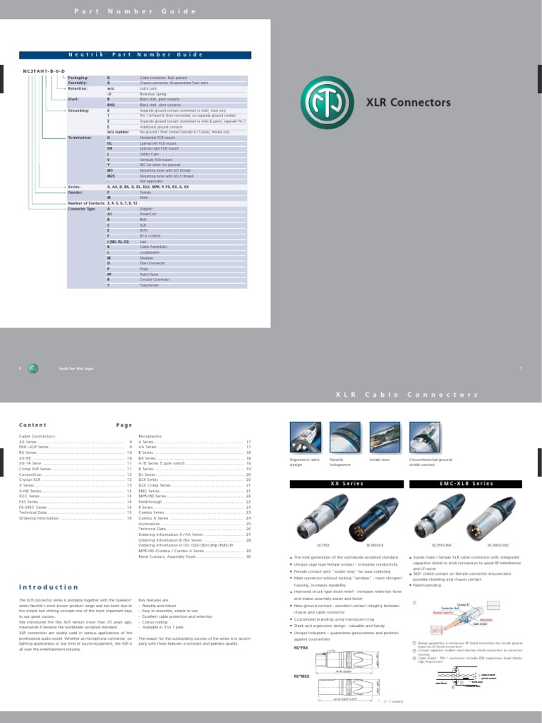 XLR Connectors: Part Number Guide | PDF | Electrical Connector ...