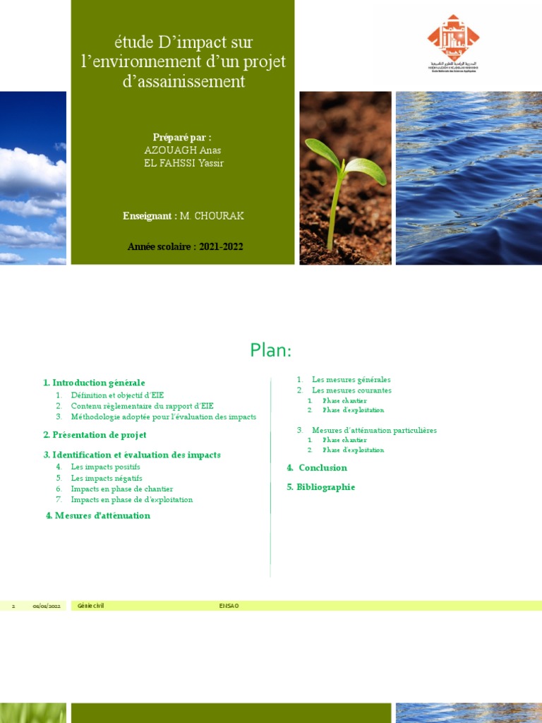 Etude D'impact Sur L'environnement Projet D'assainissement | PDF ...