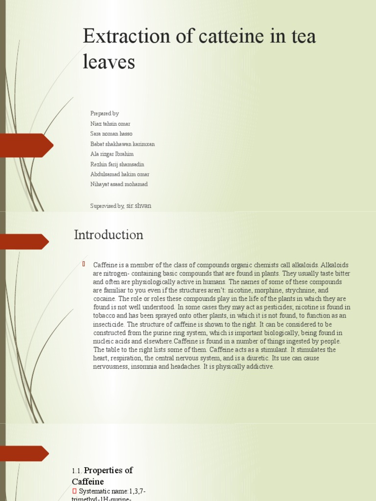 Caffeine Extraction from Tea Leaves | PDF | Caffeine | Chemistry