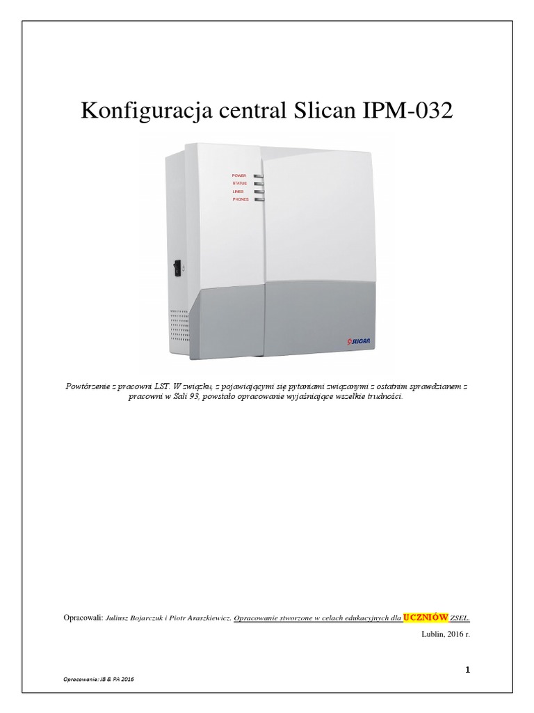 Konfiguracja Central Slican IPM | PDF
