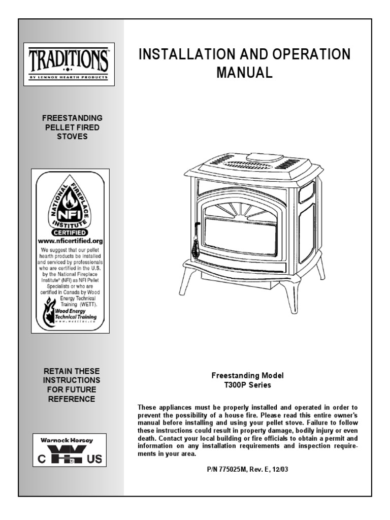 Whitfield Traditions Pellet Stove Manual | PDF | Chimney | Stove