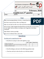 Level: 2 M.S February 2020 Quarter 2 English Test