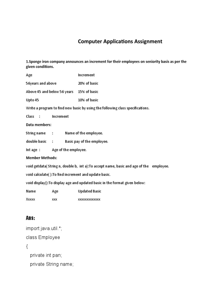 Computer Application Assignment Code Solutions | PDF | Filename ...