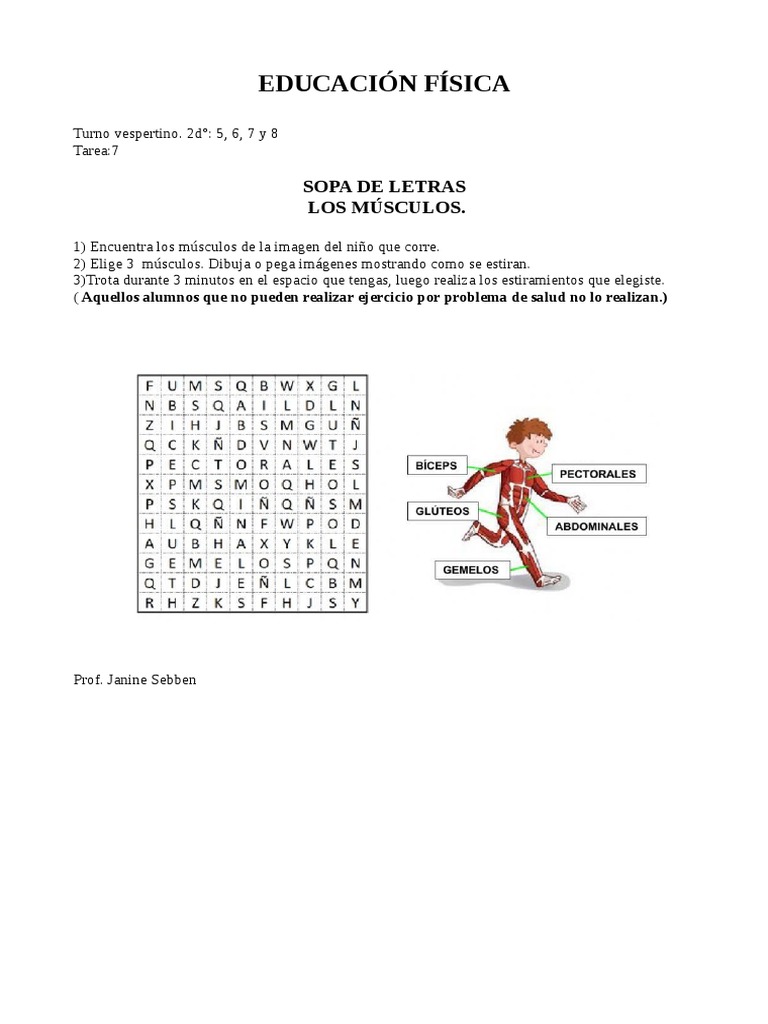 Tarea 7. Sopa de Letra. Musculos. | PDF
