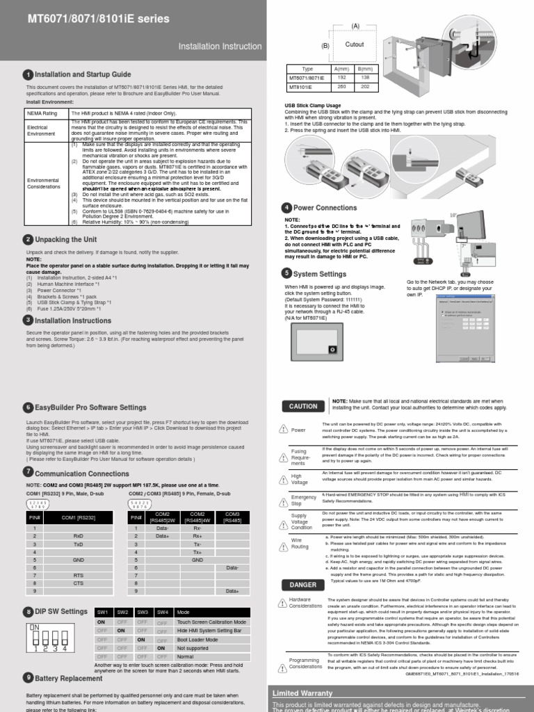 MT6071/8071iE Installation Guide | PDF | Power Supply | Electrical ...