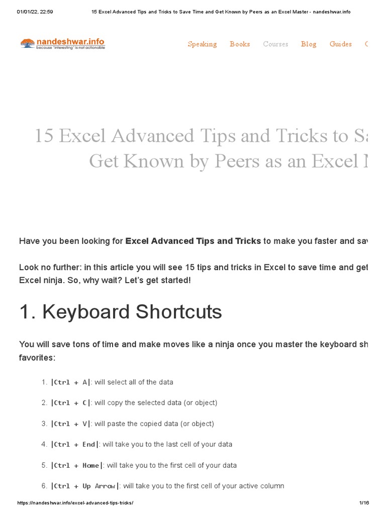 15 Excel Advanced Tips and Tricks To Save Time and Get Known | PDF ...
